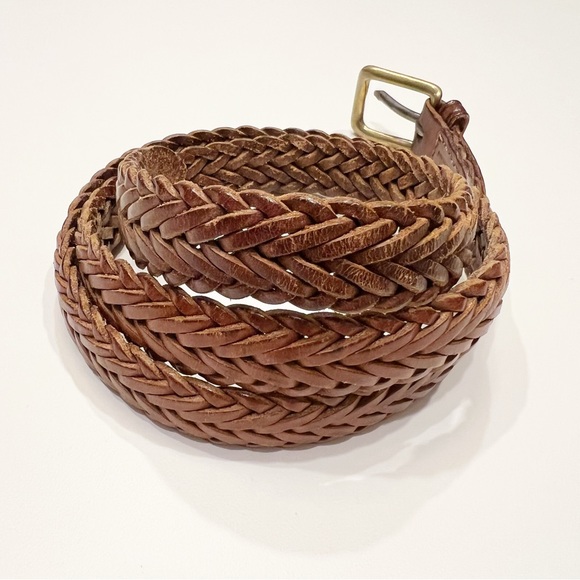 Vintage Polo Ralph Lauren Woven Braided Belt Sz 36 Saddle Brown Made in England - Picture 5 of 10